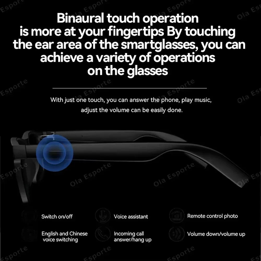 Lenovo   AI Smart Glasses 8K Camera Touch Control Photo Video Recording Voice Assistant Translator Music Bluetooth Sunglasses