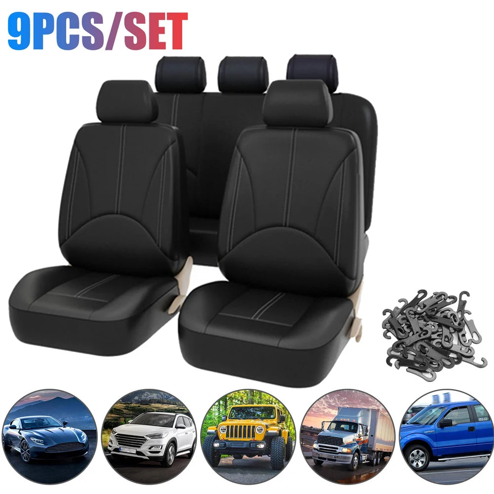Car Seat Cover PU Leather Universal Full Set Vehicle Seat Cushion Full Surround Protective Pad Interior Accessories