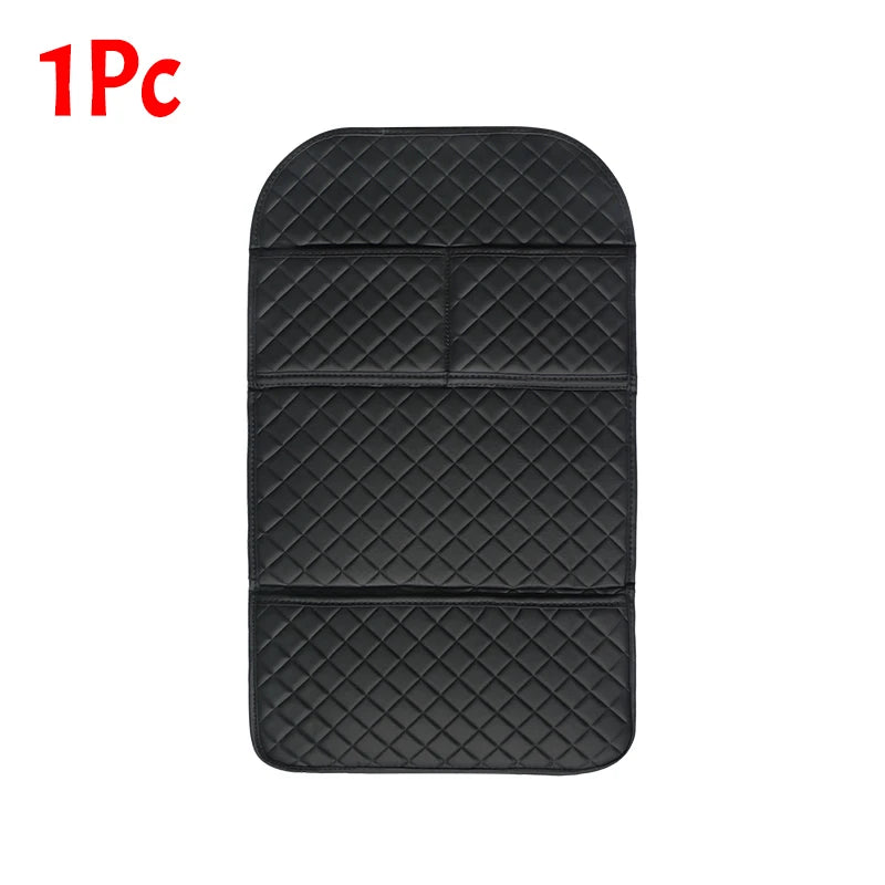 Universal Leather Car Seat Back Anti-Kick Mat, Waterproof Protective Cover with Storage Pocket, Rear Seat Child Protection