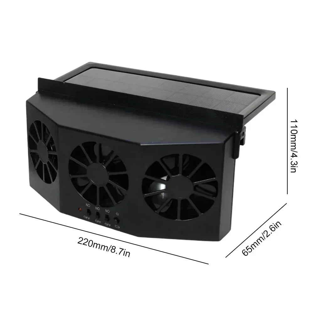 Solar Car Fan USB Rechargeable Exhaust Fan Air Circulation Cooling and Heat Dissipation High Wind Power Ventilation Fan