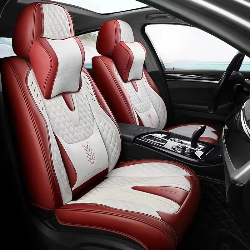 Universal Car Seat Kits Covers Durable ECO Diamond Lattice Quality Leather Seat Cover For 95% Sedan SUV 5-Seaters Car