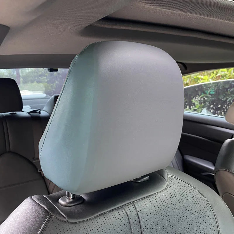 Universal Car Headrest Cover PU Leather Waterproof Dustproof Elastic Car Protect Seat Cap Taxi Car Interior Modified Seat Covers
