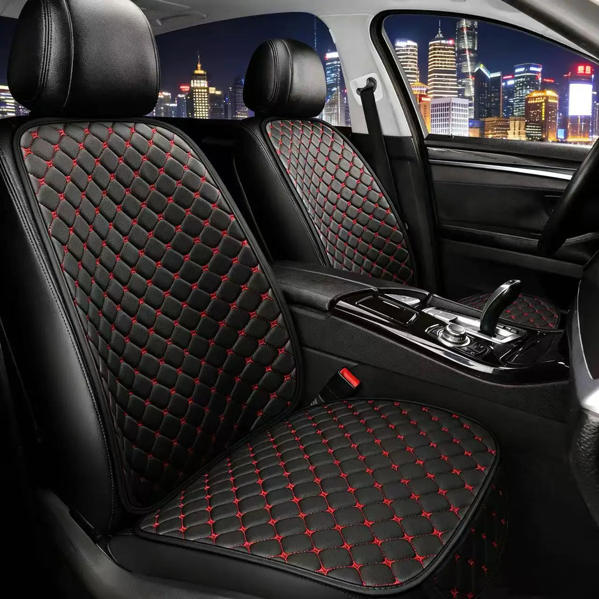 Car seat cushion leather all season universal 7-piece set, single seat anti slip, wear-resistant, no tie, portable rear five sea