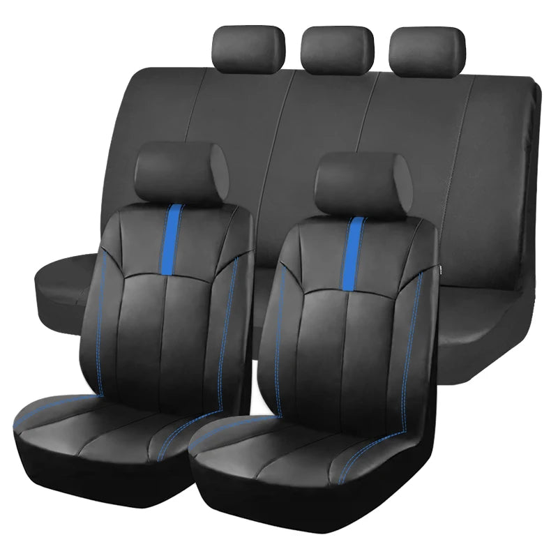 Universal PU Leather Car Seat Covers Fit For Most Car SUV Truck Van Accessories Interior Sporty Design PU Leather Seat Covers