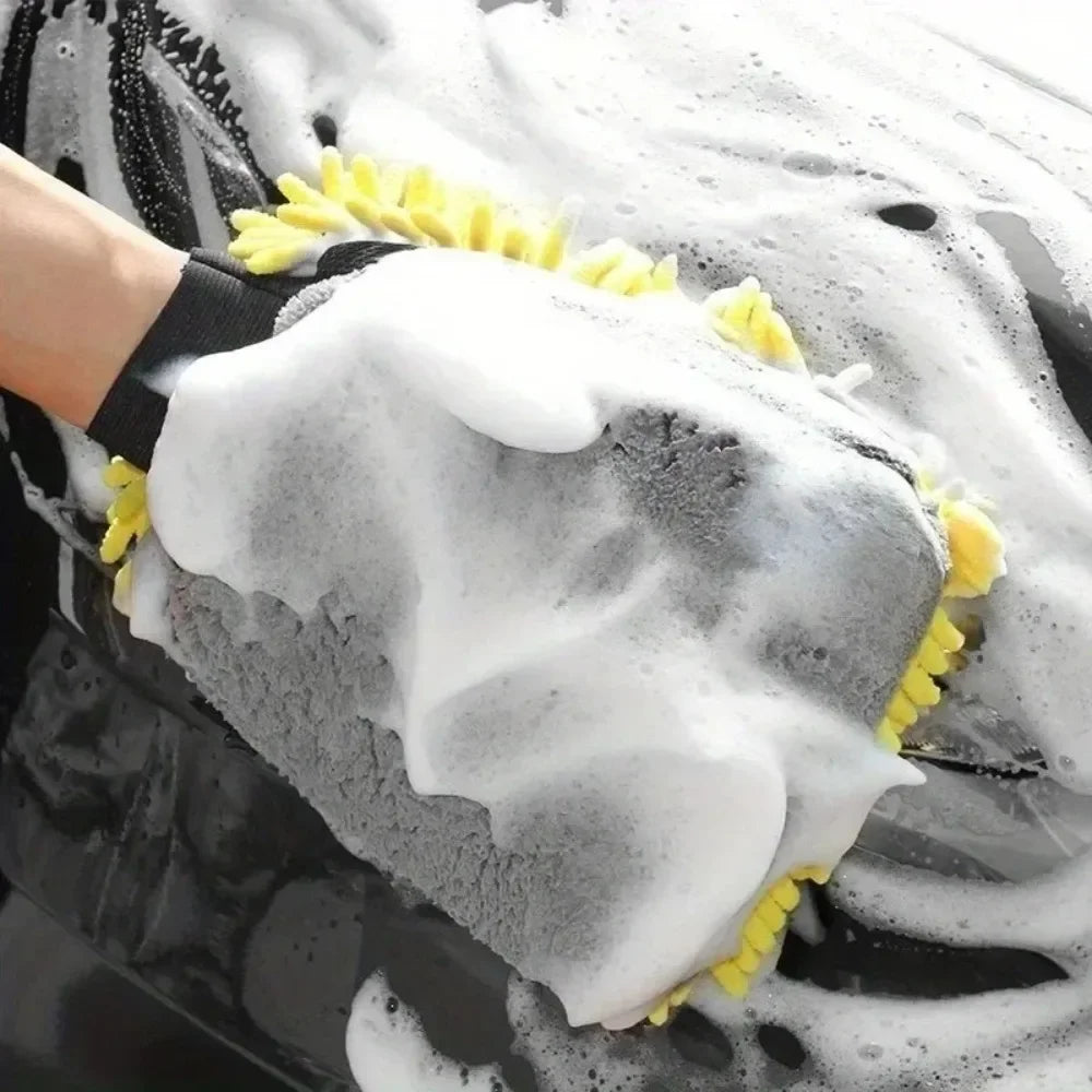 Car Washing Gloves Waterproof Microfiber Chenille Gloves Car Cleaning Mitt Detailing Brush Auto Care Double-faced Glove