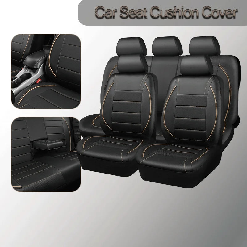 5 Seats Universal Car Seat Covers Full Set PU Leather Breathable Easy Clean Interior Protection