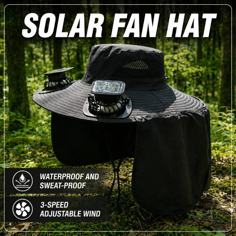 Solar Fan Hat Men Summer Sun Protection Wide Brim Neck Guard Fisherman Hat Breathable Outdoor Fishing Hiking Usb 3 Speed