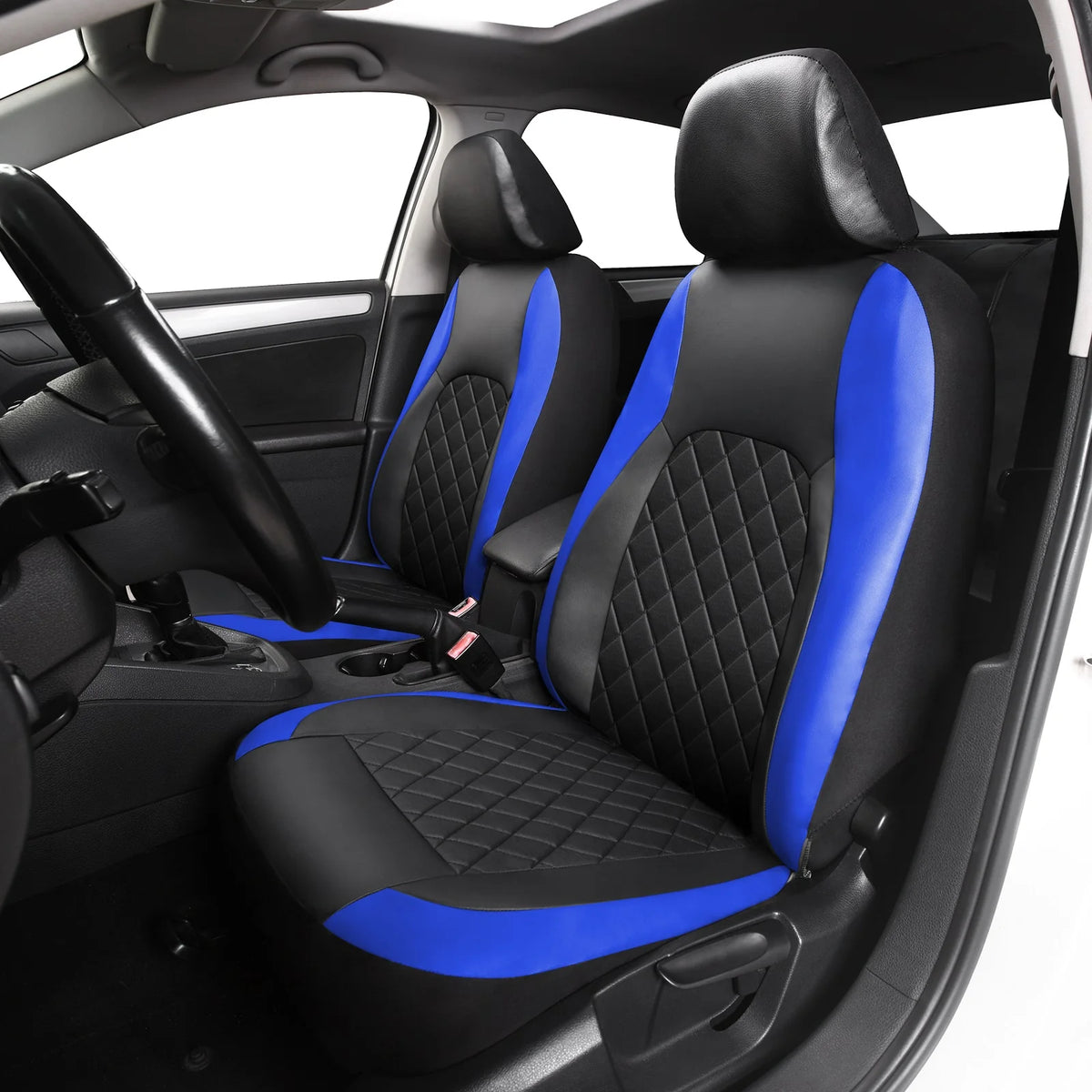 Universal Faux Leather Car Seat Covers Full Set – Includes Front Seats and Rear Bench, Fits Most SUVs and Trucks