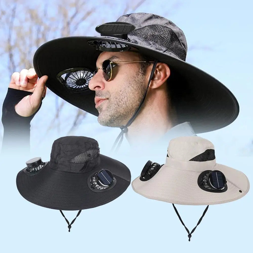 For Outdoor Camping Fishing Hiking Sunscreen Fisherman Hat Solar Fan Cap Portable Solar Charging Cap with Fan