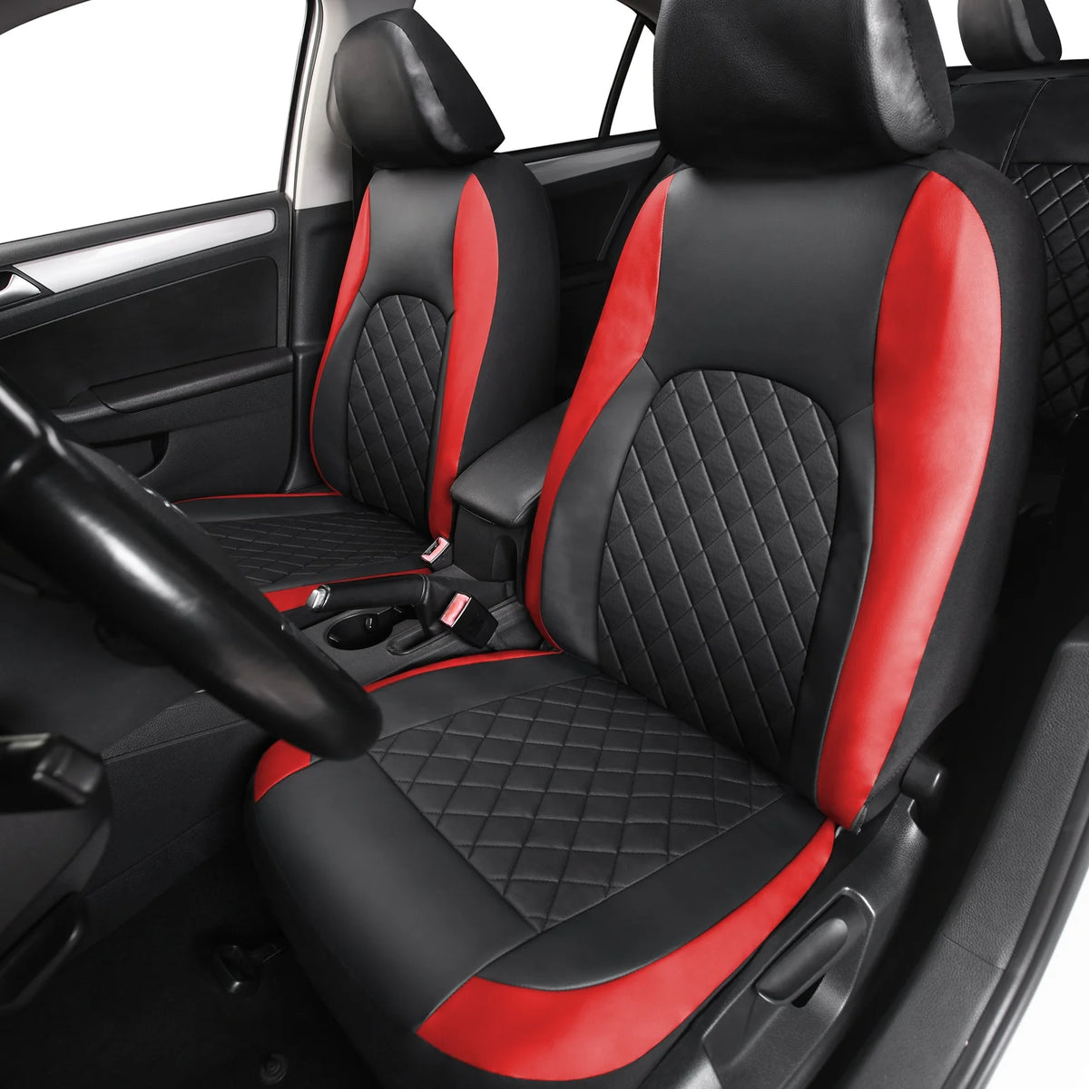 Universal Faux Leather Car Seat Covers Full Set – Includes Front Seats and Rear Bench, Fits Most SUVs and Trucks