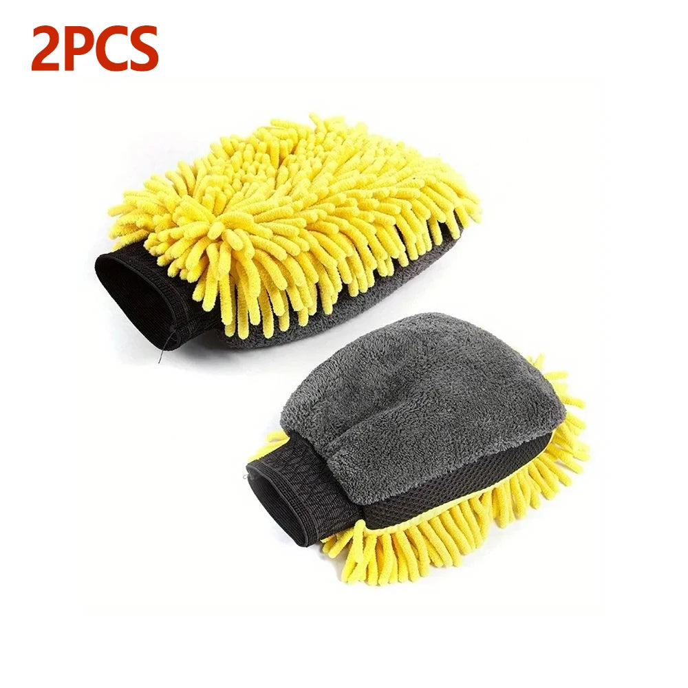 Car Washing Gloves Waterproof Microfiber Chenille Gloves Car Cleaning Mitt Detailing Brush Auto Care Double-faced Glove