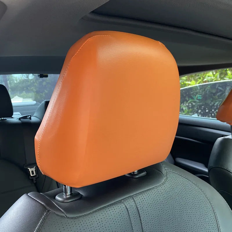 Universal Car Headrest Cover PU Leather Waterproof Dustproof Elastic Car Protect Seat Cap Taxi Car Interior Modified Seat Covers