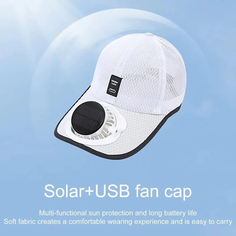 Solar Powered Fan Hat Breathable Sun Hat with Built in Cooling Fan USB Rechargeable Outdoor Baseball Cap for Hiking Beach Summer