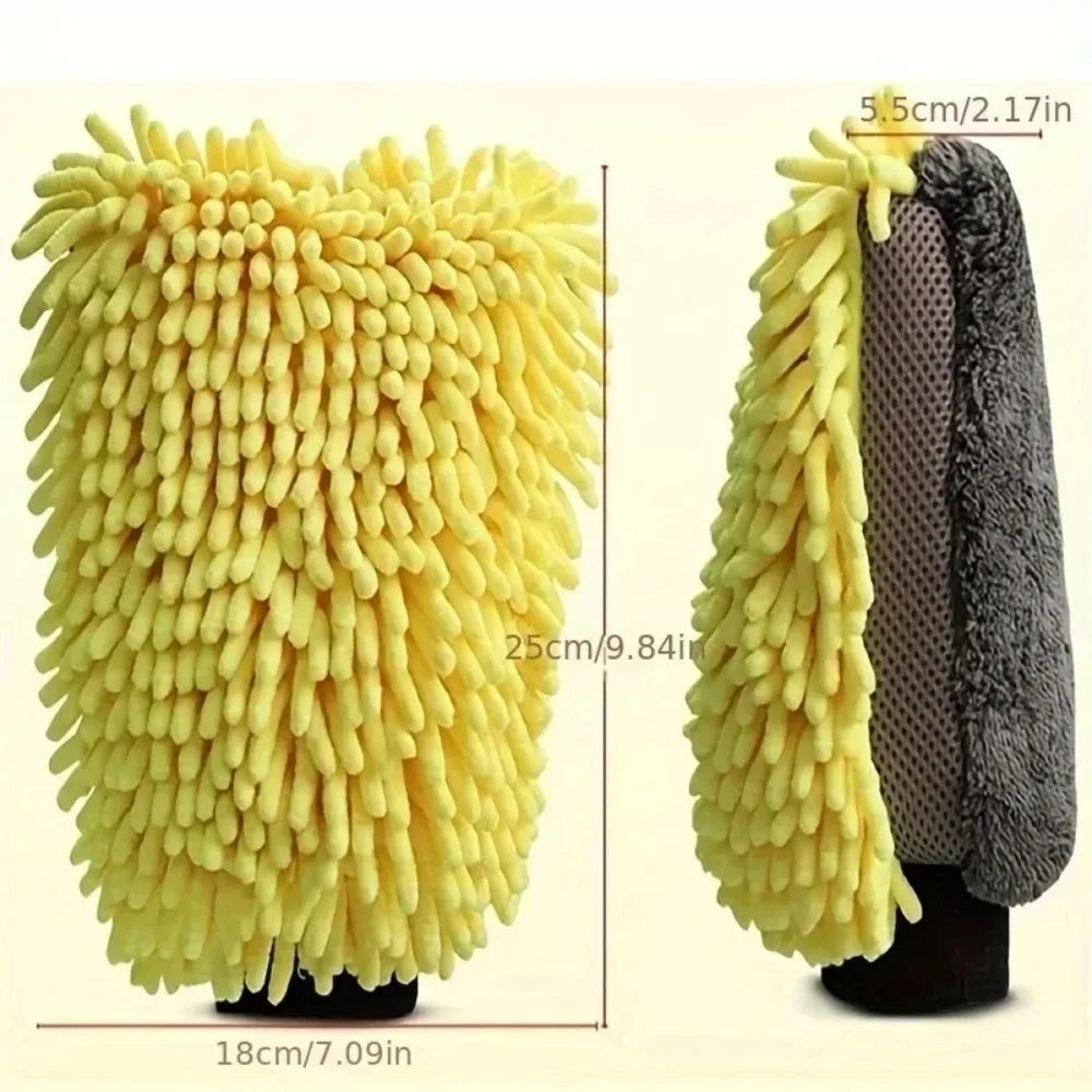 Car Washing Gloves Waterproof Microfiber Chenille Gloves Car Cleaning Mitt Detailing Brush Auto Care Double-faced Glove