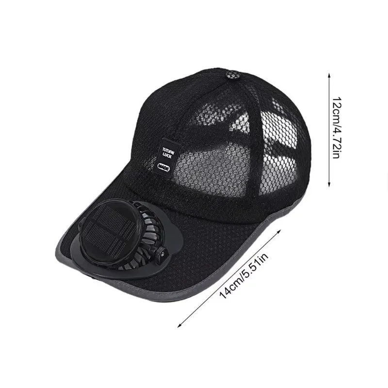 Solar Powered Fan Hat Breathable Sun Hat with Built in Cooling Fan USB Rechargeable Outdoor Baseball Cap for Hiking Beach Summer