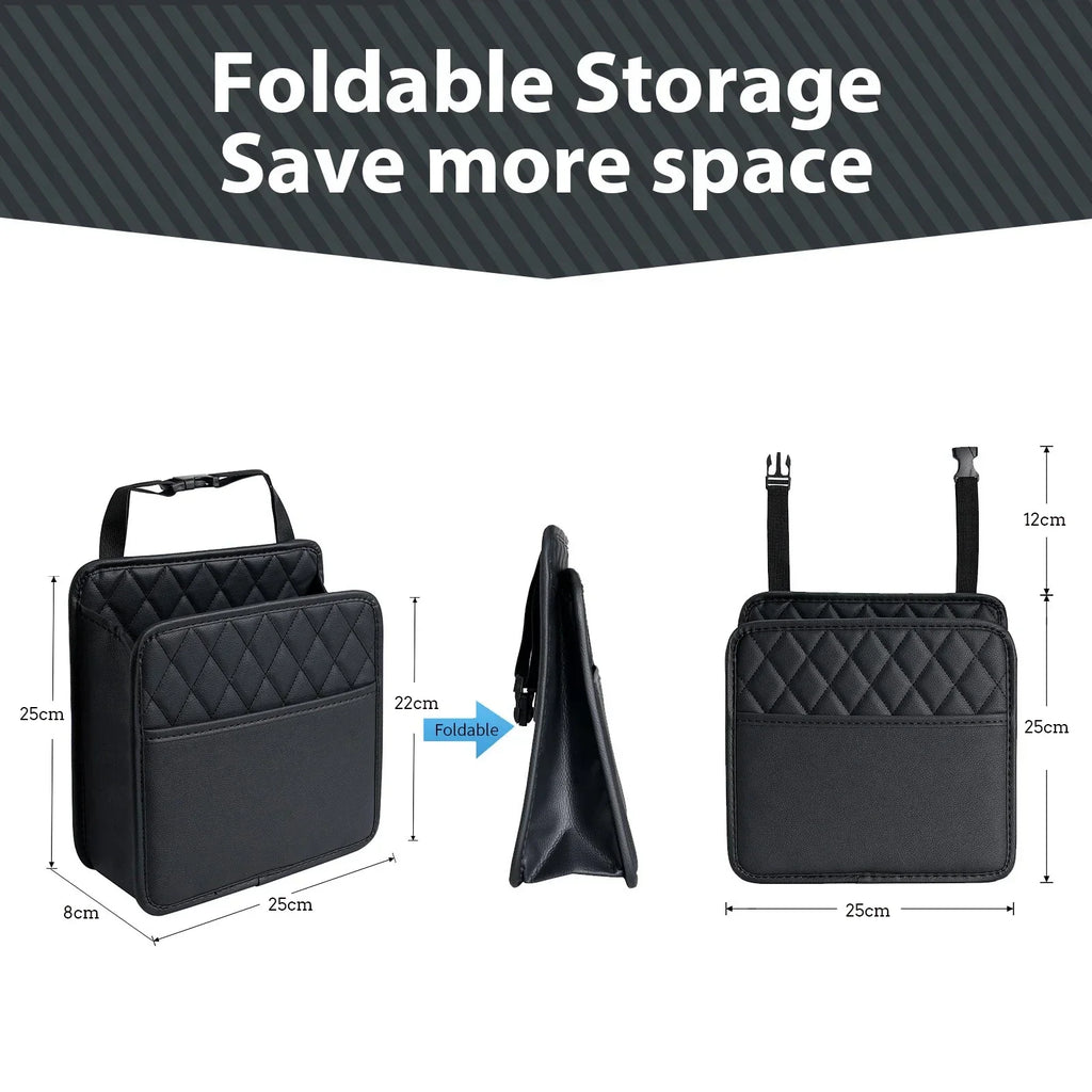 Universal Car Seat Back Organizer PU Leather Storage Bag Multi-Pocket Design Waterproof Tissue Holder Cup Holder Garbage Pocket