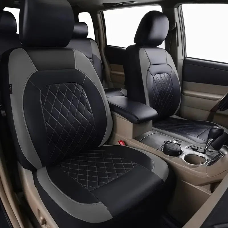 Universal Faux Leather Car Seat Covers Full Set – Includes Front Seats and Rear Bench, Fits Most SUVs and Trucks
