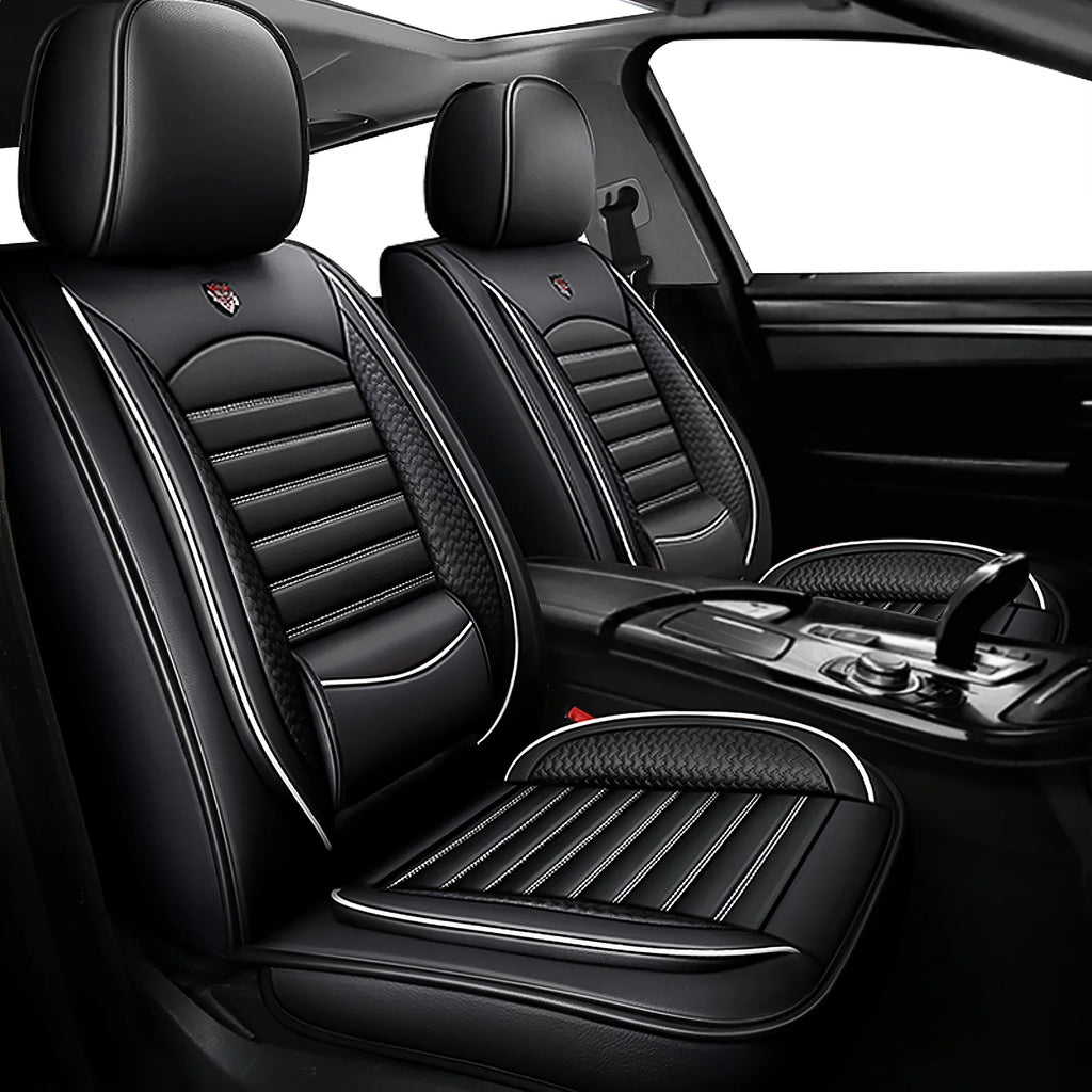 Universal Leather Car Seat Covers for SUVs  Sedans Trucks Breathable Elegant Easy-Clean Comfortable Fit Airbag Port Waterproof