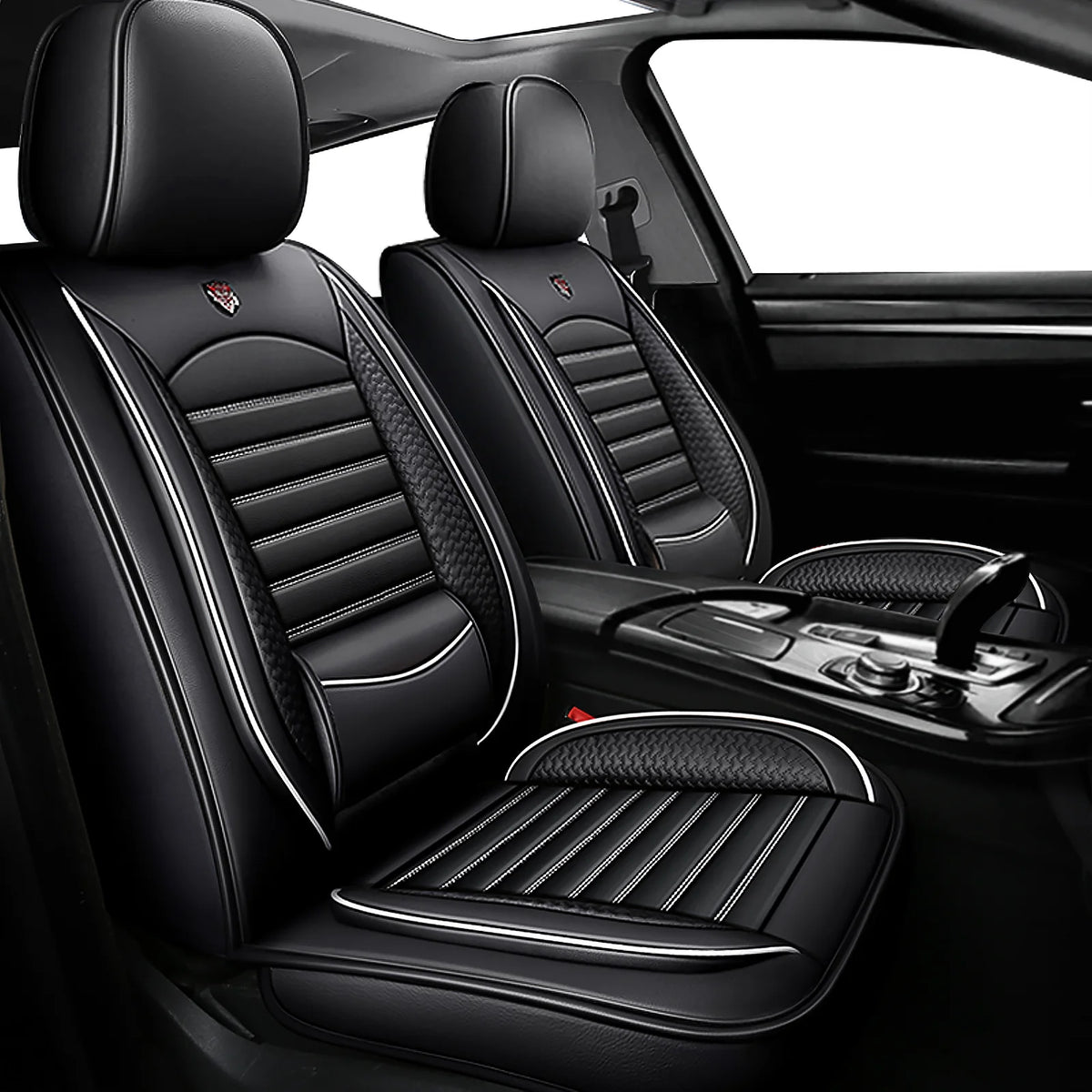Universal Leather Car Seat Covers for SUVs  Sedans Trucks Breathable Elegant Easy-Clean Comfortable Fit Airbag Port Waterproof