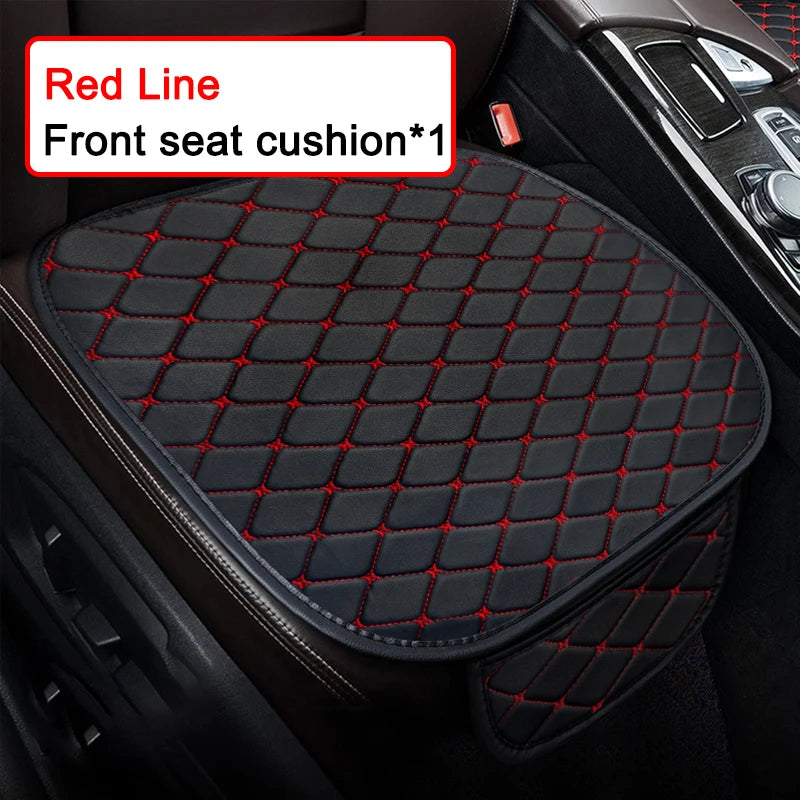 Universal Full Set PU Leather Car Seat Covers Front & Rear Four-Season Breathable Seat Cushion Anti-Slip Auto Seat Protector