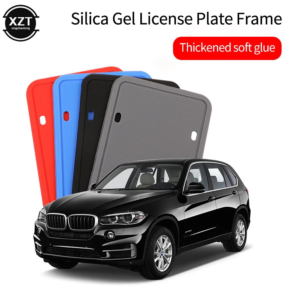 Car Silicone License Plate Frame Kit Detachable Waterproof Screw Mounted Number Plates Holder Bracket  for US Canada Automobile