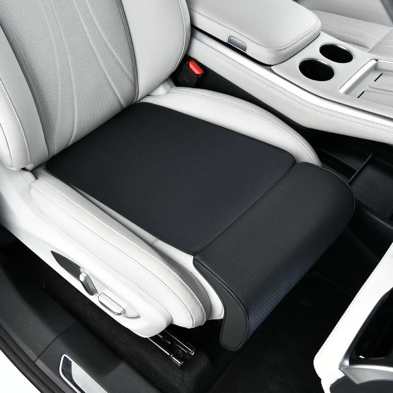 Universal Leather Car Seat Cover with Leg Support, Breathable Non-slip Padding, Relieve Fatigue Seat Cushion Protector