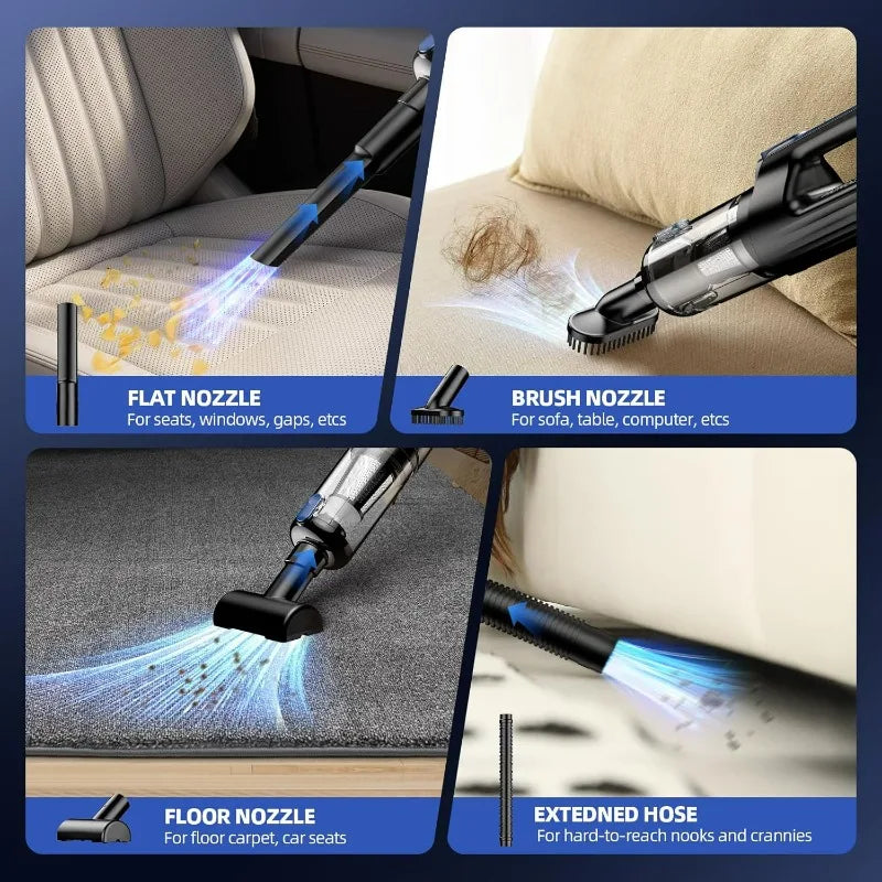 Car Vacuum Portable Cordless18000Pa 2 in 1 Vacuum CleanerAir Duster Handheld Vacuum Cordless Strong Suction Rechargeable