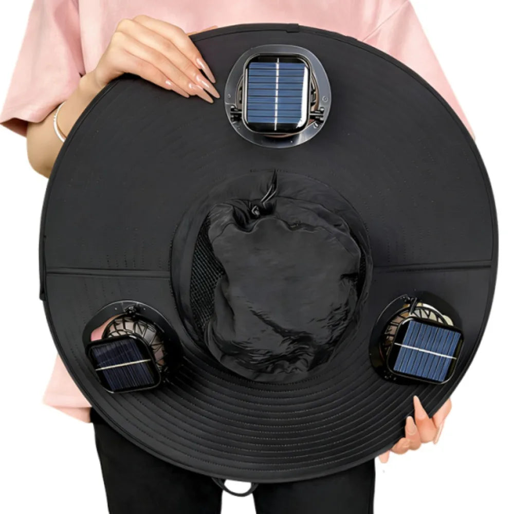 3 Fans Solar Fan Hat Breathable UV Protection Wide Brim Sun Cap Portable Lightweight Cooling Fisherman Hat Hot Weather
