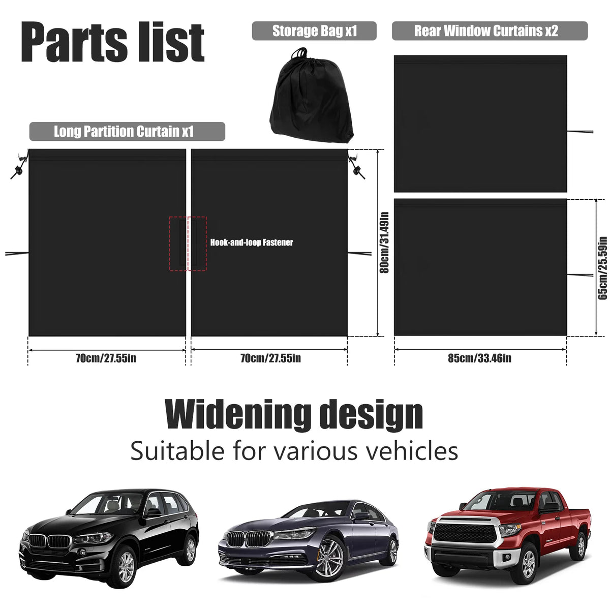Car Blackout Curtains Sunshade Side Windows Car Partition Curtains Between the Front and Rear Seats Car Privacy Curtains Travel