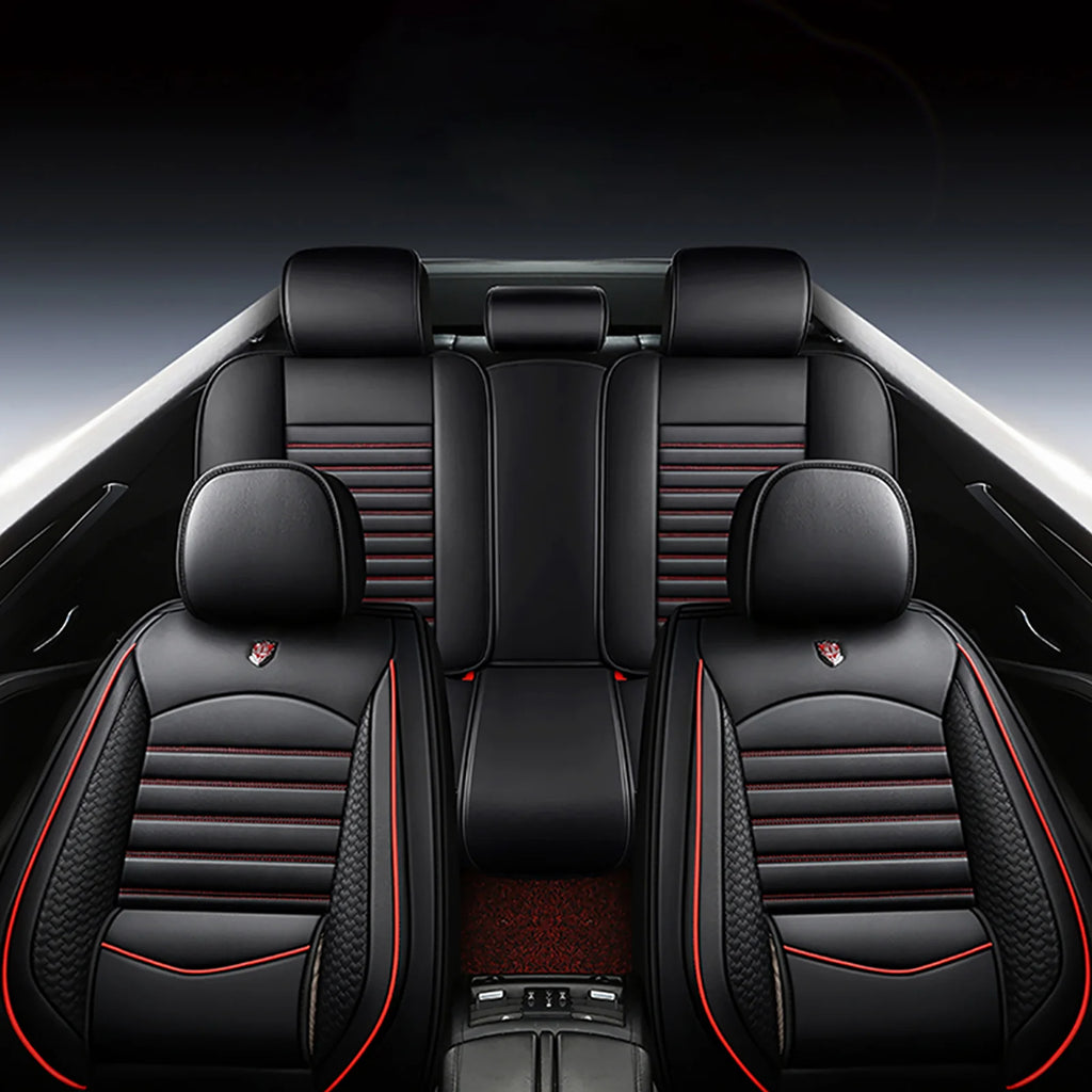 Universal Leather Car Seat Covers for SUVs  Sedans Trucks Breathable Elegant Easy-Clean Comfortable Fit Airbag Port Waterproof