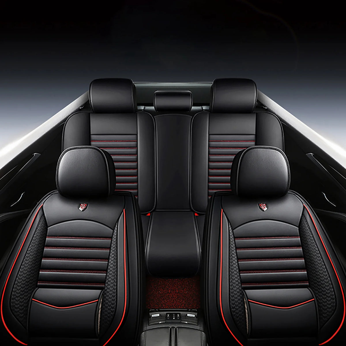 Universal Leather Car Seat Covers for SUVs  Sedans Trucks Breathable Elegant Easy-Clean Comfortable Fit Airbag Port Waterproof