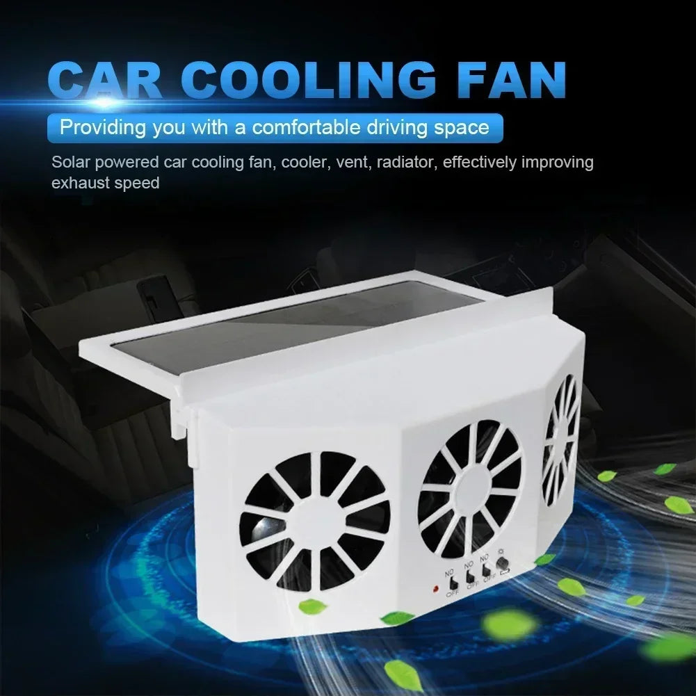 USB Solar Rechargeable Car Exhaust Fan 3 Head High Wind Air Circulation Cooling Ventilation Heat Dissipation Auto Vehicle Cooler
