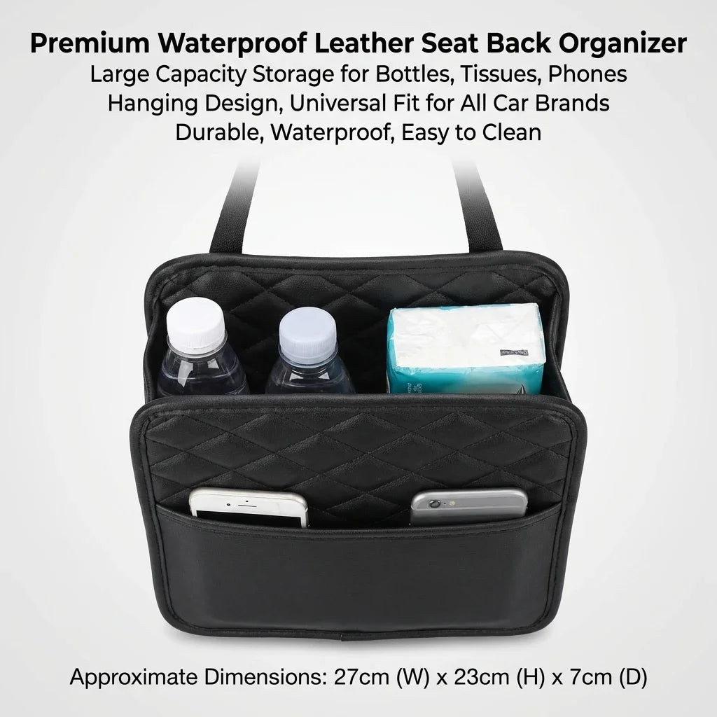 Universal Car Seat Storage Bag Leather Storage Bag Garbage Bag Storage bag Suitable for Most Car Models