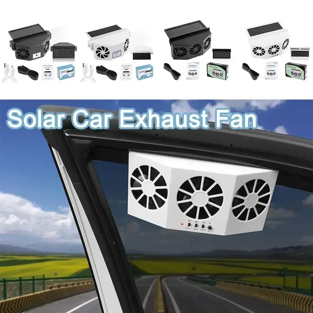 Solar Car Fan USB Rechargeable Exhaust Fan Air Circulation Cooling and Heat Dissipation High Wind Power Ventilation Fan