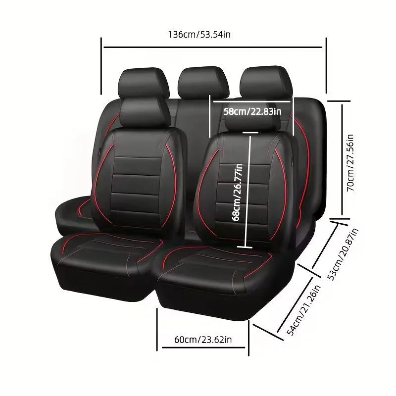 5 Seats Universal Car Seat Covers Full Set PU Leather Breathable Easy Clean Interior Protection