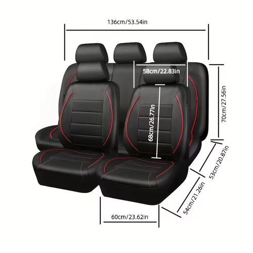 5 Seats Universal Car Seat Covers Full Set PU Leather Breathable Easy Clean Interior Protection