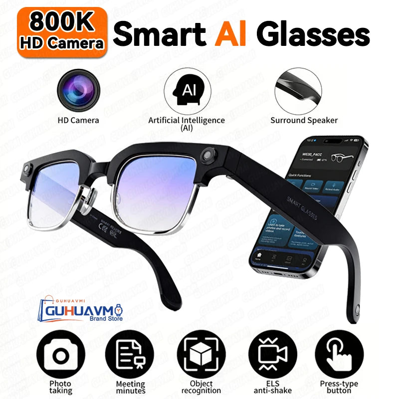 2026New AI Smart Glasses 8 Million HD Pixels Camera Photo Video Recording WIFI Transmission Sunglasses Call Music Play Men Women