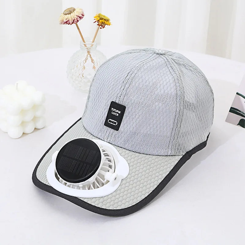 Solar Powered Fan Hat Breathable Sun Hat with Built in Cooling Fan USB Rechargeable Outdoor Baseball Cap for Hiking Beach Summer