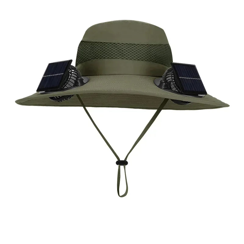 Mens Quick Dry Bucket Hat Large Size Sun Hat with Solar Powered Fan USB Rechargeable for Outdoor Hiking Camping Fishing Activity