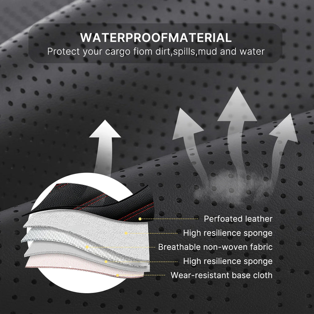 Universal Leather Car Seat Covers for SUVs  Sedans Trucks Breathable Elegant Easy-Clean Comfortable Fit Airbag Port Waterproof