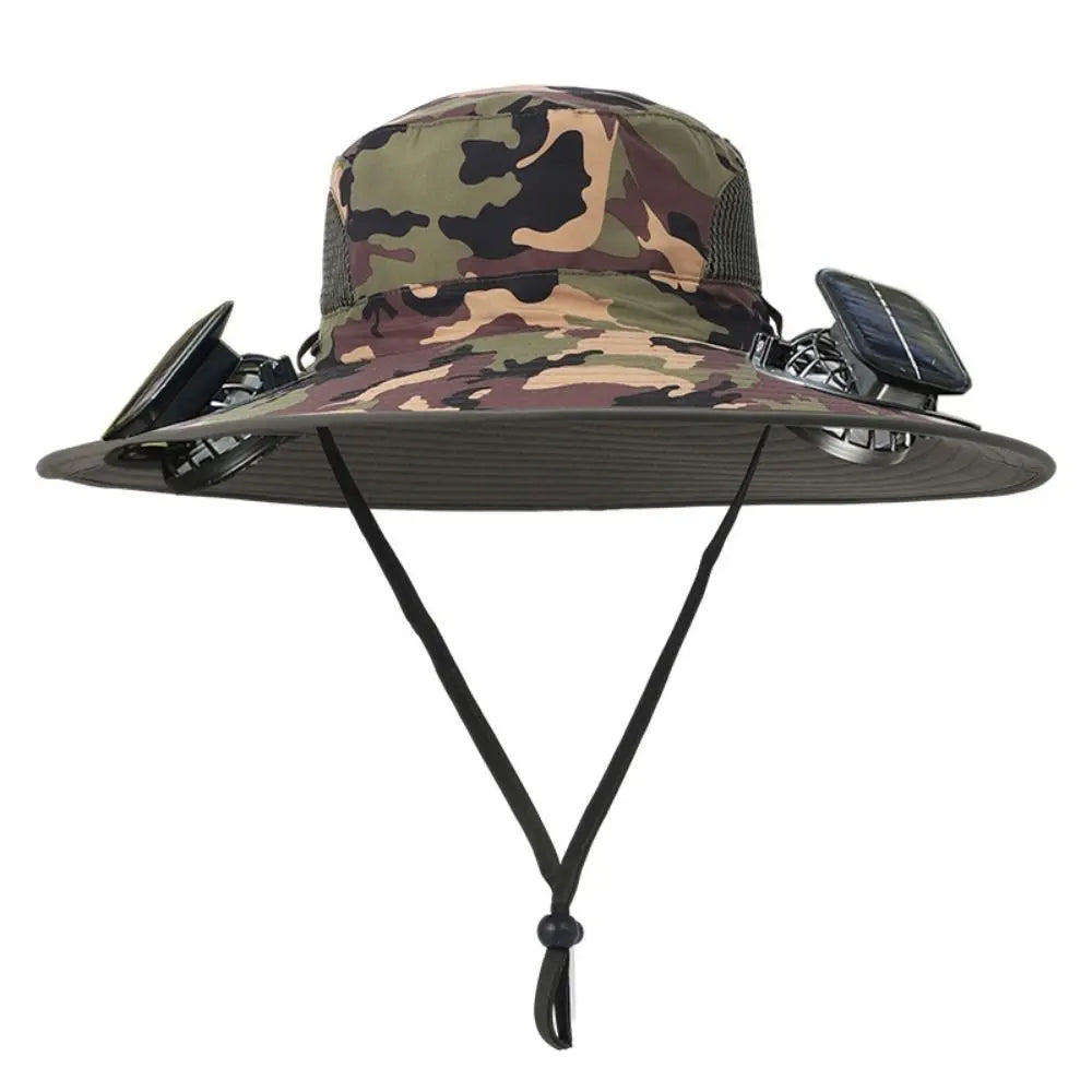 2 Solar Fan Sun Hat with Solar Fan Breathable USB Recharging Wide Brim Sun Hat Waterproof Solar Powered Dual Mode Fan Cap Men