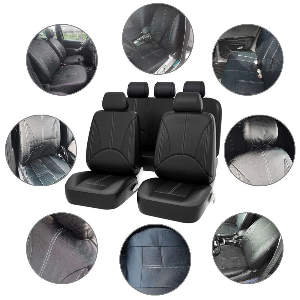 Car Seat Covers PU Leather Full Set Breathable Comfortable Protector Universal Waterproof Car Seat Cover Interior Accessories
