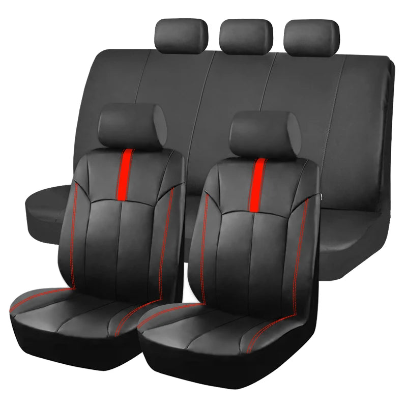 Universal PU Leather Car Seat Covers Fit For Most Car SUV Truck Van Accessories Interior Sporty Design PU Leather Seat Covers