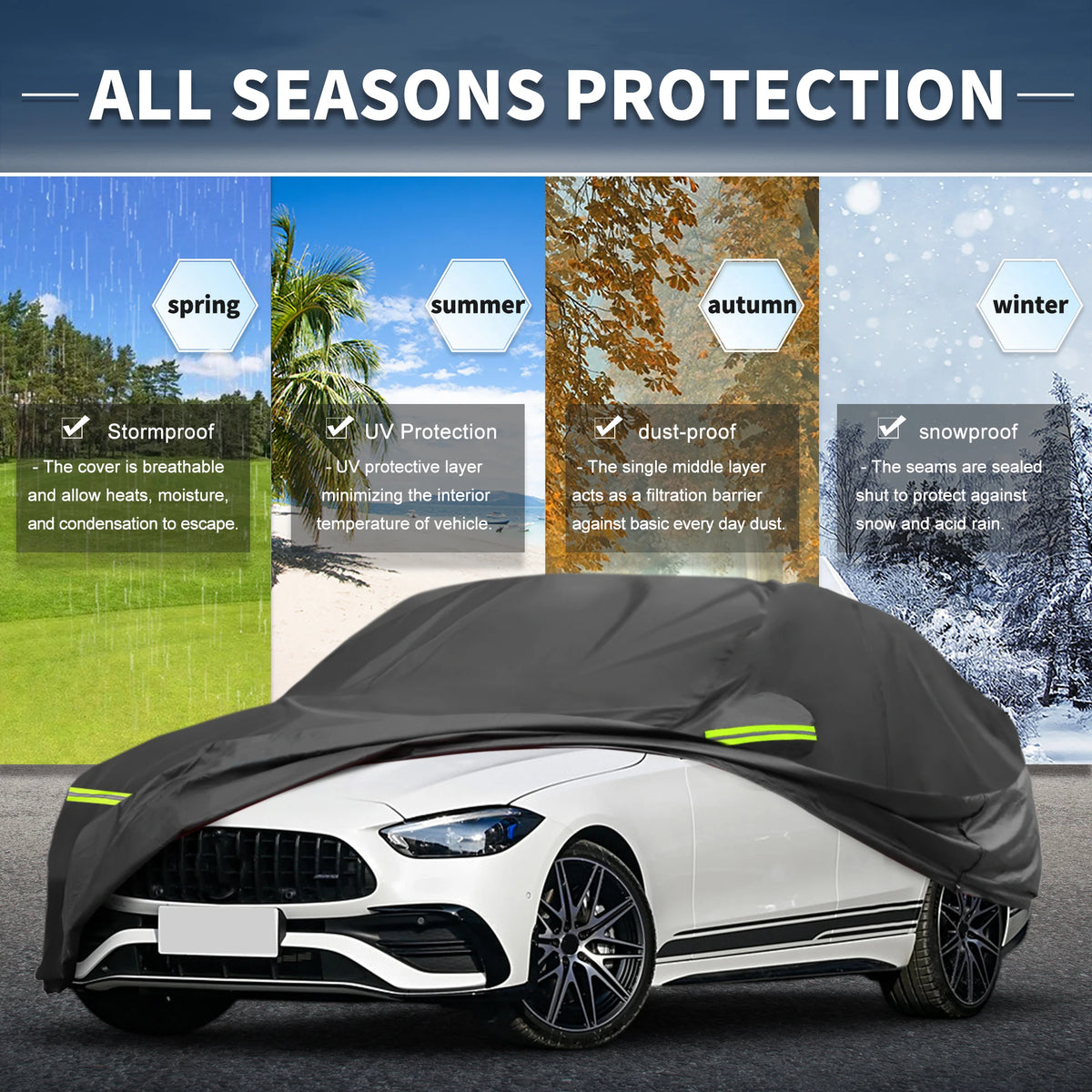 UXCELL Uxcell Car Cover for Mercedes-Benz C-Klasse W206 Estate 2014-2023 210D-PU Outdoor Full Car Cover All Weather Sun