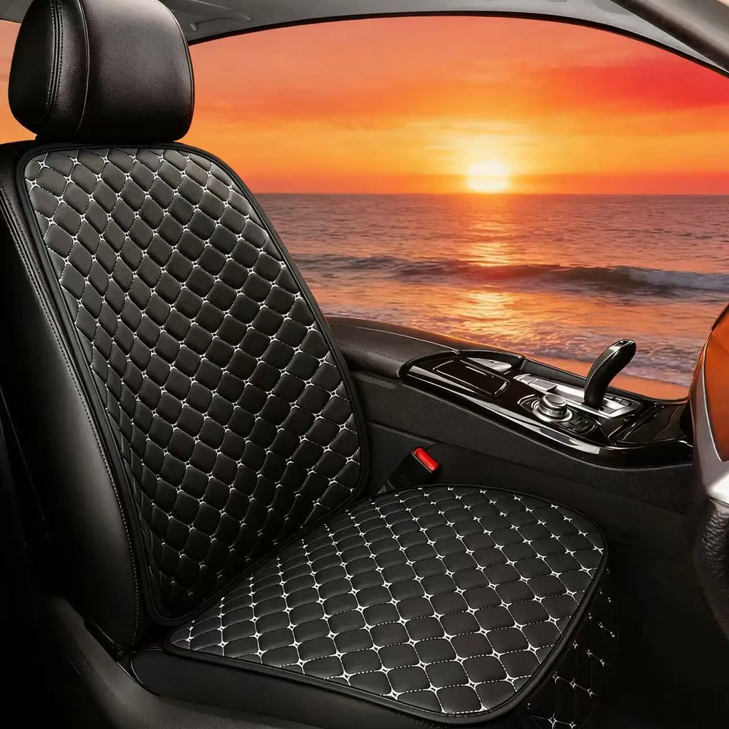 Car seat cushion leather all season universal 7-piece set, single seat anti slip, wear-resistant, no tie, portable rear five sea