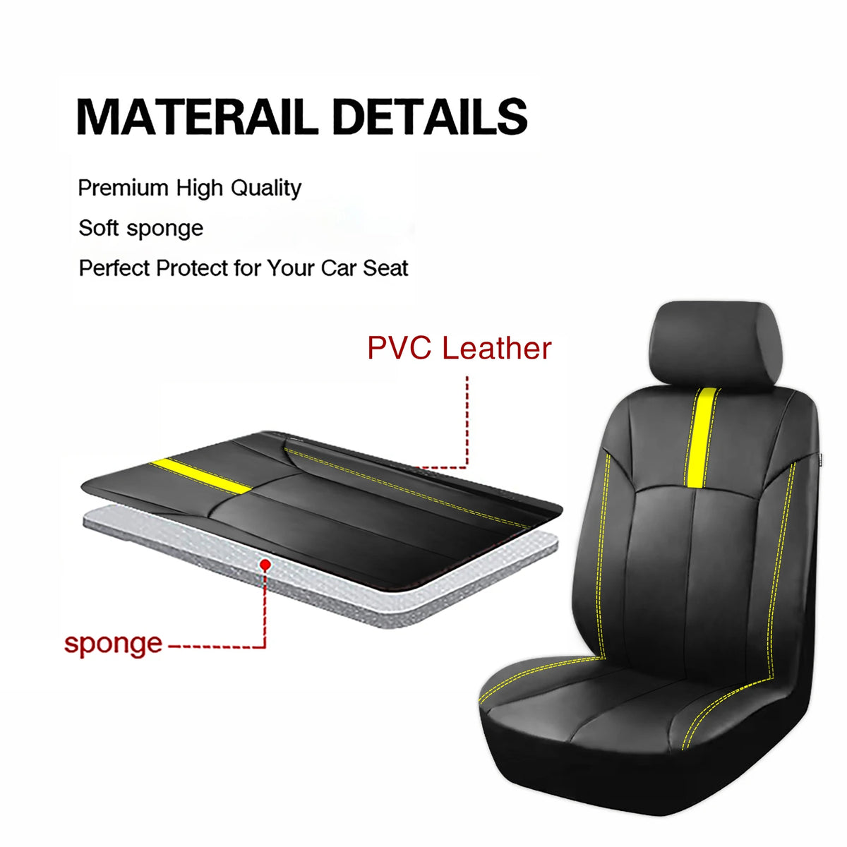 Universal PU Leather Car Seat Covers Fit For Most Car SUV Truck Van Accessories Interior Sporty Design PU Leather Seat Covers