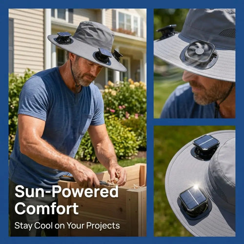 3 Fans Solar Fan Hat Breathable UV Protection Wide Brim Sun Cap Portable Lightweight Cooling Fisherman Hat Hot Weather