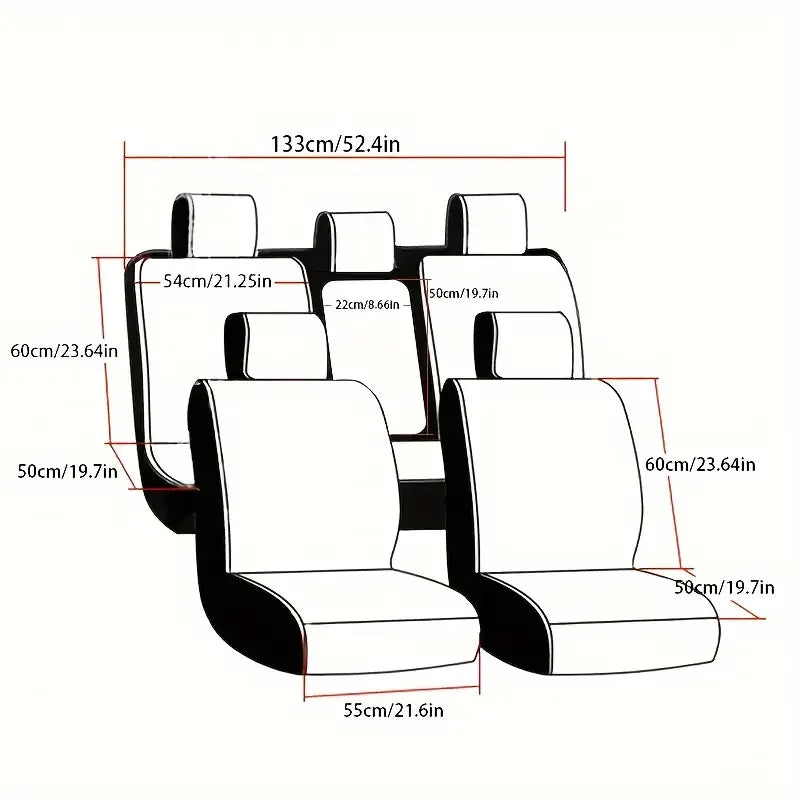 Universal 5-Piece Car Seat Covers Set, PU Leather for Year-Round Comfort & Durability, Form-Fitting Design Fits 95% of Vehicles
