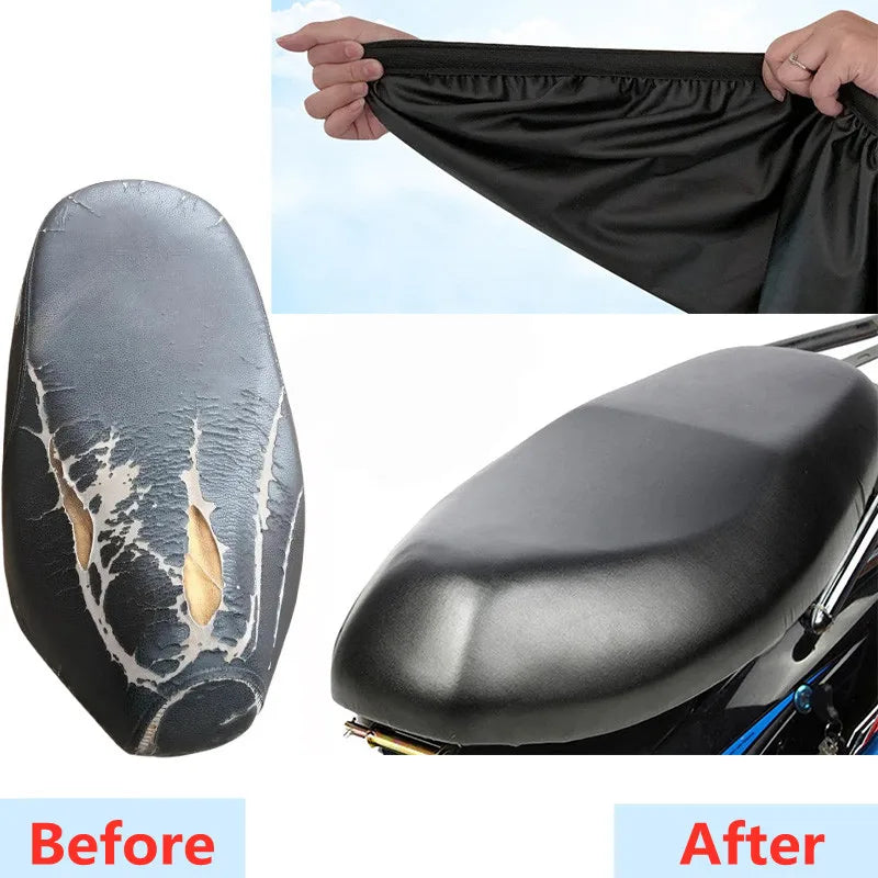 Motorcycle Seat Cover Elastic PU Leather Motorbike Seat Protector Cushion Waterproof Sunscreen Seat Cover For Small Motorcycles