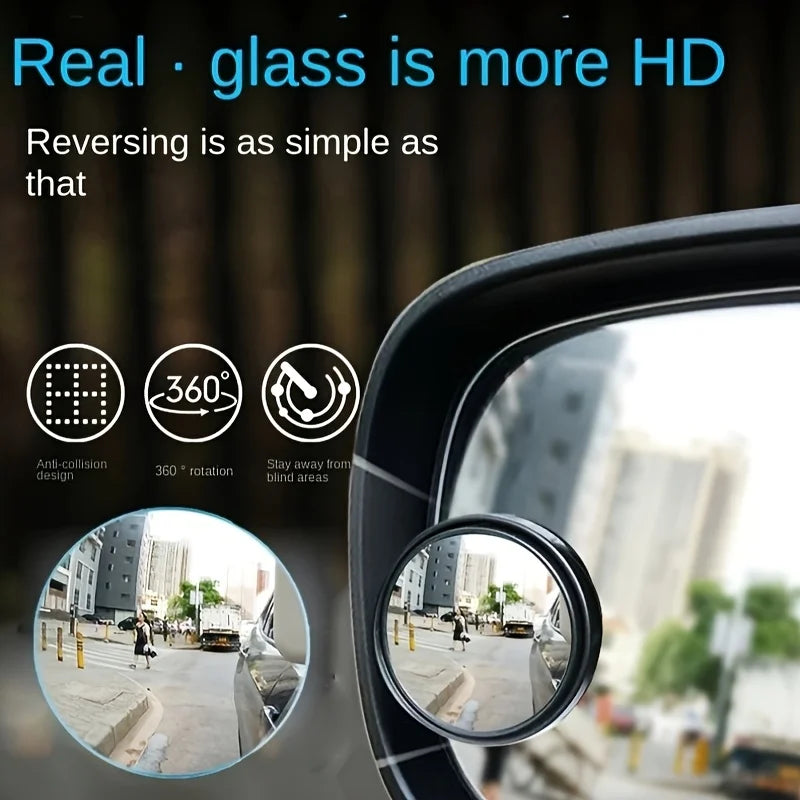 2-piece Set of 360 Degree High-definition Circular Car Rearview Mirrors, Reverse Blind Spot Rearview Mirror Auxiliary Mirror - AliExpress